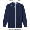 COOFANDY Mens Knit Polo Sweaters Long Sleeve Vintage Polos Casual Dress Pullover Old Money Tops(Navy Blue)