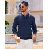 COOFANDY Mens Knit Polo Sweaters Long Sleeve Vintage Polos Casual Dress Pullover Old Money Tops(Navy Blue)
