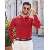 COOFANDY Mens Knit Polo Sweaters Long Sleeve Vintage Polos Casual Dress Pullover Old Money Tops(Red)