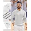 COOFANDY Mens Knit Polo Sweaters Long Sleeve Vintage Polos Casual Dress Pullover Old Money Tops(White)
