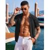 COOFANDY Men’s Knit Shirts Short Sleeve Button Down Polo Shirt Fashion Casual Summer Beach Shirts(Black)