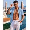COOFANDY Men’s Knit Shirts Short Sleeve Button Down Polo Shirt Fashion Casual Summer Beach Shirts(Classic Light Blue & White)