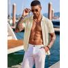 COOFANDY Men’s Knit Shirts Short Sleeve Button Down Polo Shirt Fashion Casual Summer Beach Shirts(Cream)
