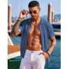 COOFANDY Men’s Knit Shirts Short Sleeve Button Down Polo Shirt Fashion Casual Summer Beach Shirts(Denim Blue)