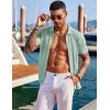 COOFANDY Men’s Knit Shirts Short Sleeve Button Down Polo Shirt Fashion Casual Summer Beach Shirts(Ice Green)