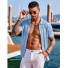 COOFANDY Men’s Knit Shirts Short Sleeve Button Down Polo Shirt Fashion Casual Summer Beach Shirts(Light Blue)
