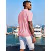 COOFANDY Men’s Knit Shirts Short Sleeve Button Down Polo Shirt Fashion Casual Summer Beach Shirts(Light Pink)
