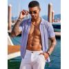 COOFANDY Men’s Knit Shirts Short Sleeve Button Down Polo Shirt Fashion Casual Summer Beach Shirts(Lilac)