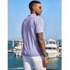 COOFANDY Men’s Knit Shirts Short Sleeve Button Down Polo Shirt Fashion Casual Summer Beach Shirts(Lilac)