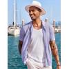 COOFANDY Men’s Knit Shirts Short Sleeve Button Down Polo Shirt Fashion Casual Summer Beach Shirts(Lilac)