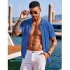 COOFANDY Men’s Knit Shirts Short Sleeve Button Down Polo Shirt Fashion Casual Summer Beach Shirts(Royal Blue)