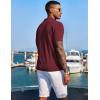 COOFANDY Men’s Knit Shirts Short Sleeve Button Down Polo Shirt Fashion Casual Summer Beach Shirts(Wine Red)