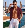 COOFANDY Men’s Knit Shirts Short Sleeve Button Down Polo Shirt Fashion Casual Summer Beach Shirts(Wine Red)