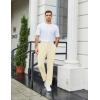 COOFANDY Men’s Knit Sweatpants Lightweight Open Bottom Casual Pants Drawstring Jogger Yoga Pants with Pockets(Beige)