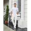 COOFANDY Men’s Knit Sweatpants Lightweight Open Bottom Casual Pants Drawstring Jogger Yoga Pants with Pockets(White)