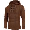 COOFANDY Men’s Knitted Hoodies Pullover Casual Long Sleeve Turtleneck Sweaters(Caramel)