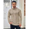COOFANDY Men’s Knitted Hoodies Pullover Casual Long Sleeve Turtleneck Sweaters(Light Khaki)
