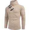 COOFANDY Men’s Knitted Turtleneck Sweater Long Sleeve Slim Fit Designer Shawl Collar Pullover(A- Apricot)