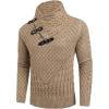 COOFANDY Men’s Knitted Turtleneck Sweater Long Sleeve Slim Fit Designer Shawl Collar Pullover(A– Khaki)