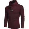 COOFANDY Men’s Knitted Turtleneck Sweater Long Sleeve Slim Fit Designer Shawl Collar Pullover(A- Wine Red)