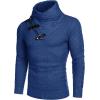 COOFANDY Men’s Knitted Turtleneck Sweater Long Sleeve Slim Fit Designer Shawl Collar Pullover(Navy Blue)