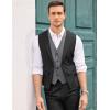 COOFANDY Men’s Layered Suit Vest Business Dress Vests Formal Wedding Waistcoat Slim Fit(Black)