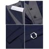COOFANDY Men’s Layered Suit Vest Business Dress Vests Formal Wedding Waistcoat Slim Fit(Navy)