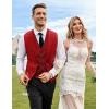 COOFANDY Men’s Layered Suit Vest Business Dress Vests Formal Wedding Waistcoat Slim Fit(Red)