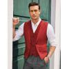 COOFANDY Men’s Layered Suit Vest Business Dress Vests Formal Wedding Waistcoat Slim Fit(Red)