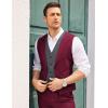 COOFANDY Men’s Layered Suit Vest Business Dress Vests Formal Wedding Waistcoat Slim Fit(Wine Red)