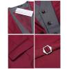 COOFANDY Men’s Layered Suit Vest Business Dress Vests Formal Wedding Waistcoat Slim Fit(Wine Red)