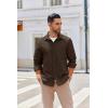 COOFANDY Mens Lightweight Button Down Shirt Jacket Casual Shacket Overshirt(Dark Brown)