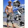 COOFANDY Men’s Linen Harem Capri Pants Lightweight Loose 3/4 Shorts Drawstring Elastic Waist Casual Beach Boho Yoga Trousers(Black White Tie-dye)