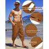 COOFANDY Men’s Linen Harem Capri Pants Lightweight Loose 3/4 Shorts Drawstring Elastic Waist Casual Beach Boho Yoga Trousers(Brown)