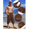 COOFANDY Men’s Linen Harem Capri Pants Lightweight Loose 3/4 Shorts Drawstring Elastic Waist Casual Beach Boho Yoga Trousers(Coffee)