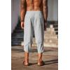 COOFANDY Men’s Linen Harem Capri Pants Lightweight Loose 3/4 Shorts Drawstring Elastic Waist Casual Beach Boho Yoga Trousers(Grey)