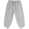 COOFANDY Men’s Linen Harem Capri Pants Lightweight Loose 3/4 Shorts Drawstring Elastic Waist Casual Beach Boho Yoga Trousers(Grey)