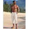 COOFANDY Men’s Linen Harem Capri Pants Lightweight Loose 3/4 Shorts Drawstring Elastic Waist Casual Beach Boho Yoga Trousers(Linen Khaki)