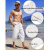 COOFANDY Men’s Linen Harem Capri Pants Lightweight Loose 3/4 Shorts Drawstring Elastic Waist Casual Beach Boho Yoga Trousers(White)