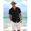 COOFANDY Men’s Linen Shirts Short Sleeve Casual Shirts Button Down Shirt for Men Beach Summer Wedding Shirt(Black)