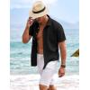 COOFANDY Men’s Linen Shirts Short Sleeve Casual Shirts Button Down Shirt for Men Beach Summer Wedding Shirt(Black)