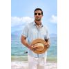 COOFANDY Men’s Linen Shirts Short Sleeve Casual Shirts Button Down Shirt for Men Beach Summer Wedding Shirt(Blue)