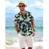 COOFANDY Men’s Linen Shirts Short Sleeve Casual Shirts Button Down Shirt for Men Beach Summer Wedding Shirt(Blue-white Floral)