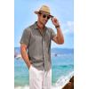 COOFANDY Men’s Linen Shirts Short Sleeve Casual Shirts Button Down Shirt for Men Beach Summer Wedding Shirt(Brown)