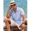 COOFANDY Men’s Linen Shirts Short Sleeve Casual Shirts Button Down Shirt for Men Beach Summer Wedding Shirt(Clear Blue)