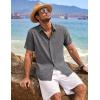 COOFANDY Men’s Linen Shirts Short Sleeve Casual Shirts Button Down Shirt for Men Beach Summer Wedding Shirt(Dark Grey)