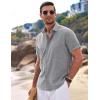 COOFANDY Men’s Linen Shirts Short Sleeve Casual Shirts Button Down Shirt for Men Beach Summer Wedding Shirt(Grey)