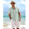 COOFANDY Men’s Linen Shirts Short Sleeve Casual Shirts Button Down Shirt for Men Beach Summer Wedding Shirt(Leaf)