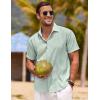 COOFANDY Men’s Linen Shirts Short Sleeve Casual Shirts Button Down Shirt for Men Beach Summer Wedding Shirt(Leaf)