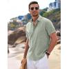 COOFANDY Men’s Linen Shirts Short Sleeve Casual Shirts Button Down Shirt for Men Beach Summer Wedding Shirt(Light Green)